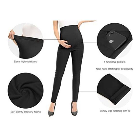 Women's Maternity Pants for Work Casual Black (M) - Picture 2 of 4